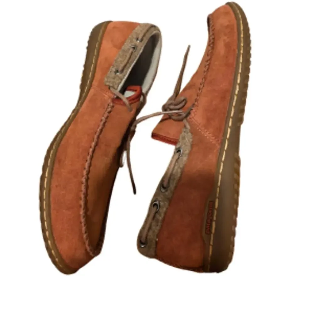 Patagonia Maui Mocs Red Leather Slip On Loafers Women's 8 Rare Discontinued - Picture 6 of 11